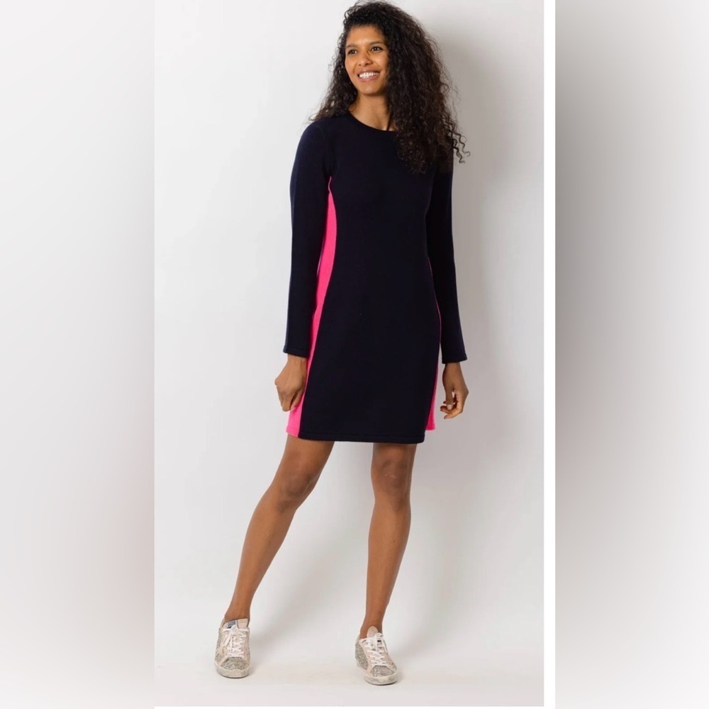 Sail to Sable Navy Lakeside Sundry Dress with Pink Panels